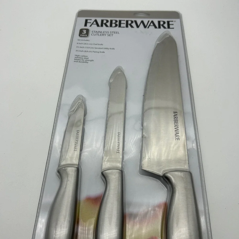 Farberware 3 Piece Stainless Steel Cutlery Set Chef Utility Paring Knives‎